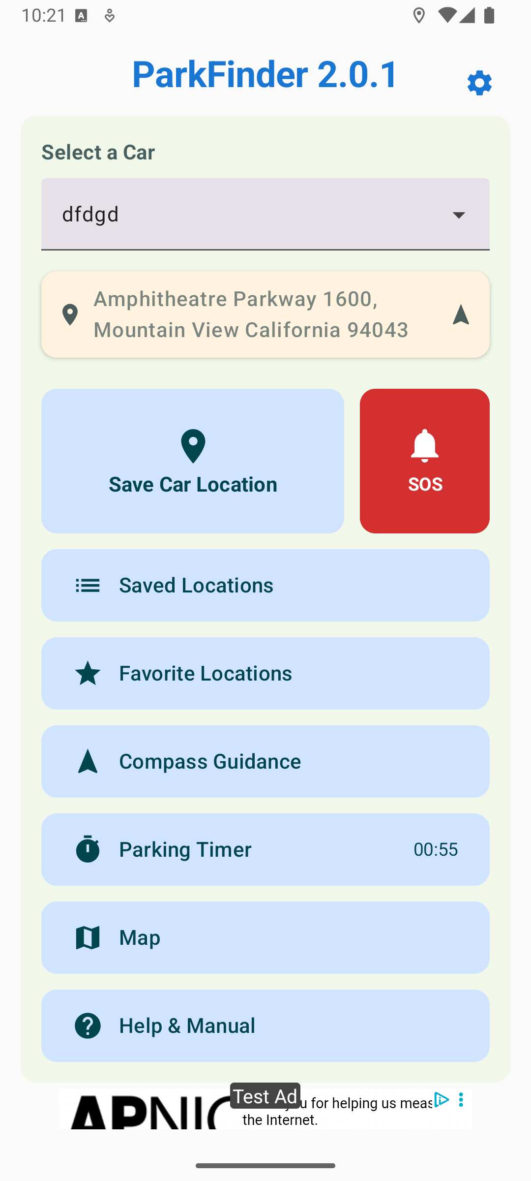 ParkFinder Light Mode Screenshot 1