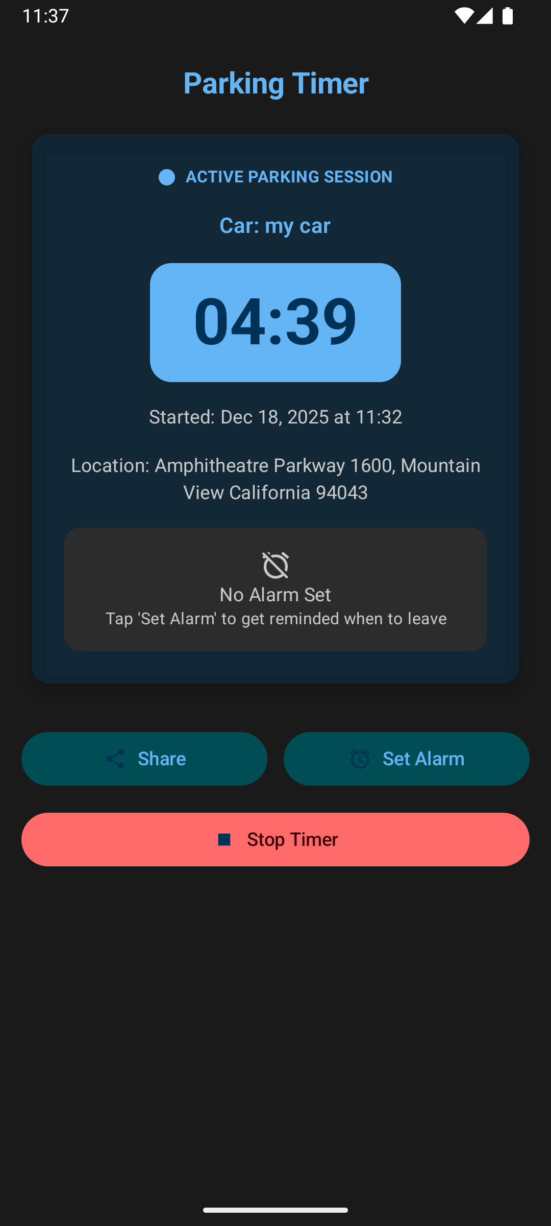 ParkFinder Dark Mode Screenshot 4