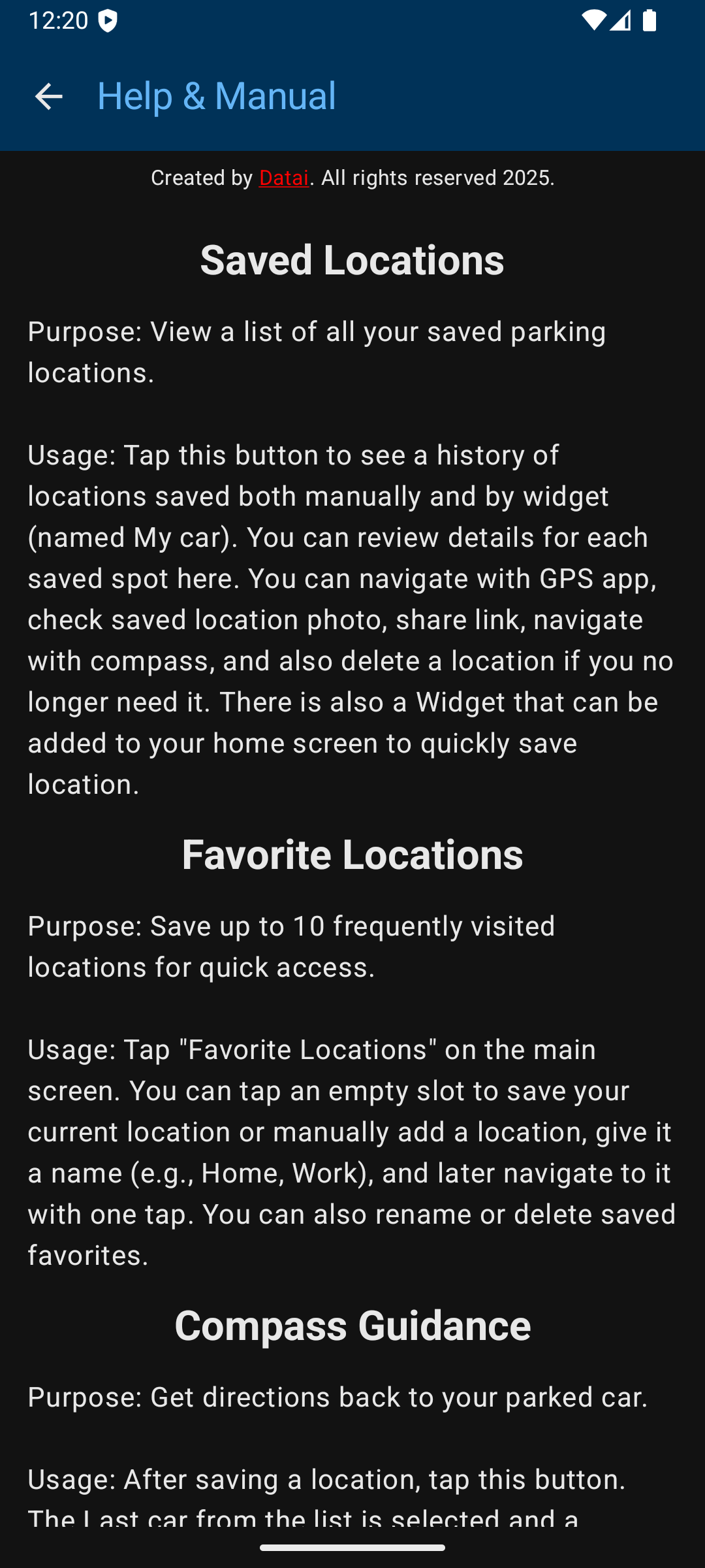 ParkFinder Dark Mode Screenshot 5